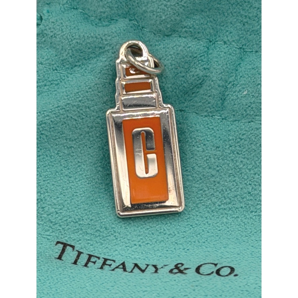 Tiffany & Co. Clinique Sterling Silver 925 Orange Enamel Bottle Charm Pendant